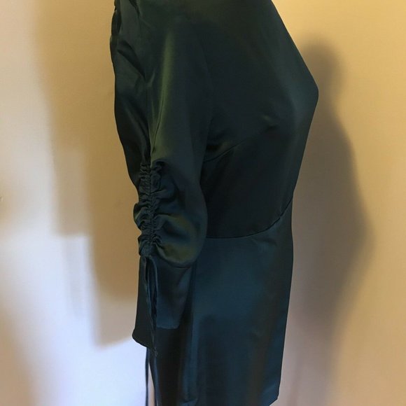 Jewel Green Blue Satin Mini Dress, tie sleeve, open back, Nordstrom, NWT - Picture 8 of 8